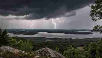 Kostenloses Foto von ki erzeugter strom knistert durch stürmische berglandschaft