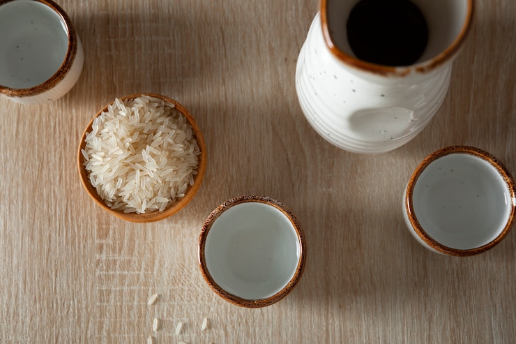Kostenlose Foto vorbereitung von sake, einem japanischen getränk