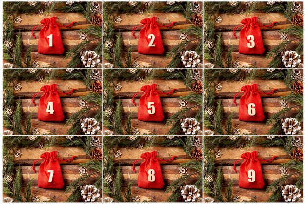 Vorderansicht-Adventskalender mit Zahlen an