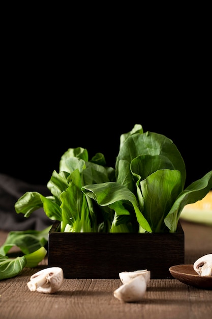 Kostenloses Foto vorderansicht bok choy mit pilzen