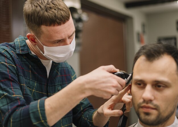 Vorderansicht des Friseurladenkonzepts