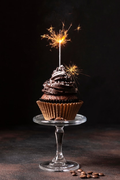 Vorderansicht des köstlichen Schokoladencupcakes