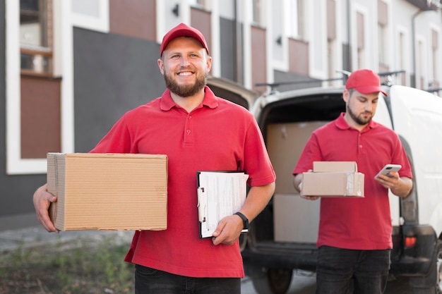 Vorderansicht des Lieferers mit Packagaes