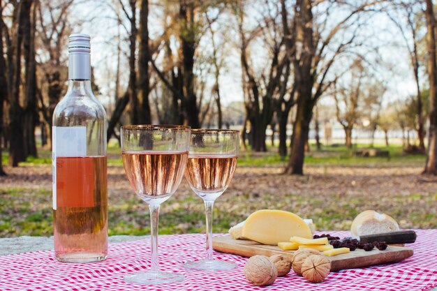 Vorderansicht Picknick für zwei Personen