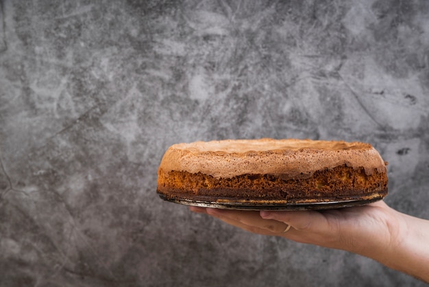 Vorderansichthand, die geschmackvollen Kuchen hält