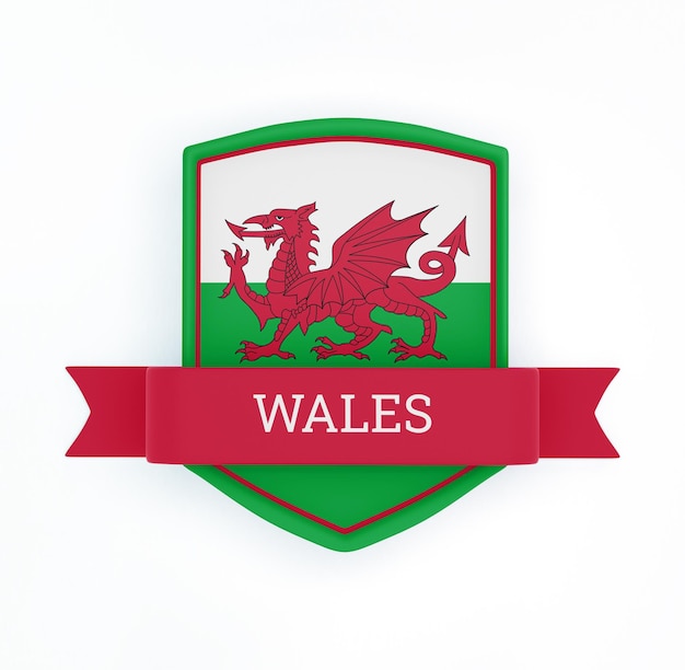 Kostenloses Foto wales-flagge mit banner