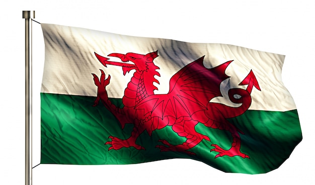 Kostenloses Foto wales nationalflagge isoliert 3d weißen hintergrund