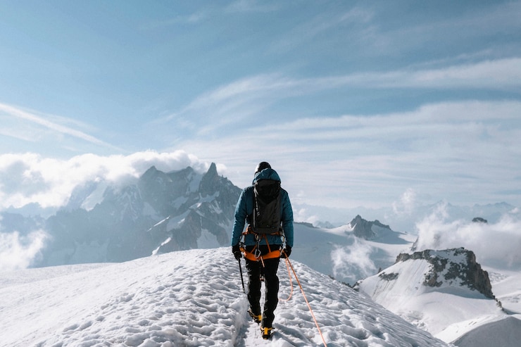Kostenlose Foto wanderer auf der aiguille du midi