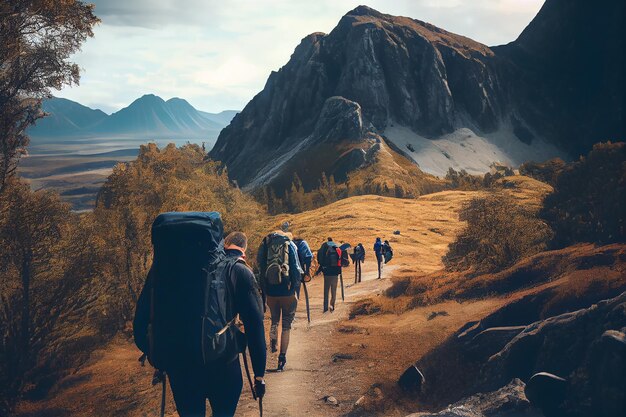 Wanderer erobern Berggipfel Abenteuer warten auf generative KI