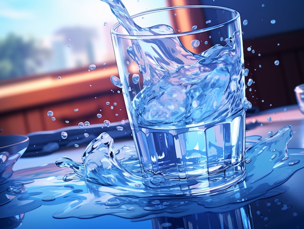 Kostenloses Foto wasser im anime-stil