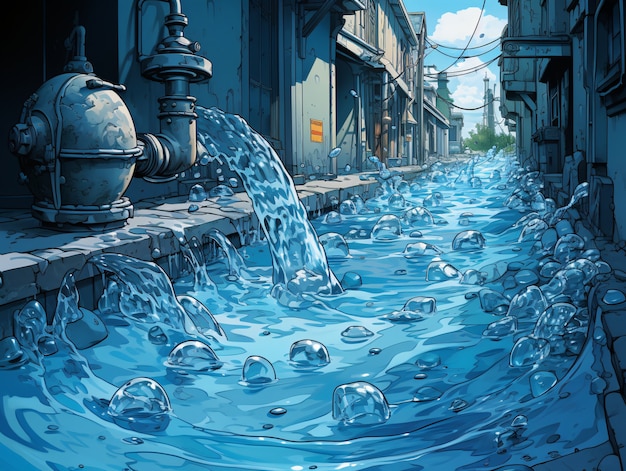 Kostenloses Foto wasser im anime-stil