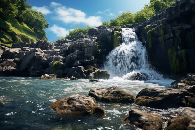 Wasserfall mit Naturlandschaft