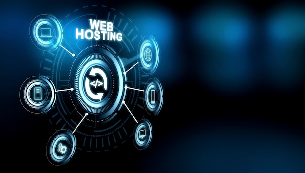 Website-Hosting-Konzept mit Symbolen