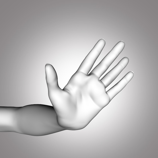 Weibliche hand 3d in der flachen haltung