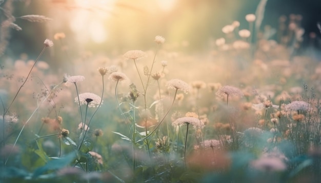 Weiche gelbe Gänseblümchenblüte auf einer ruhigen Wiese, die von KI erzeugt wird