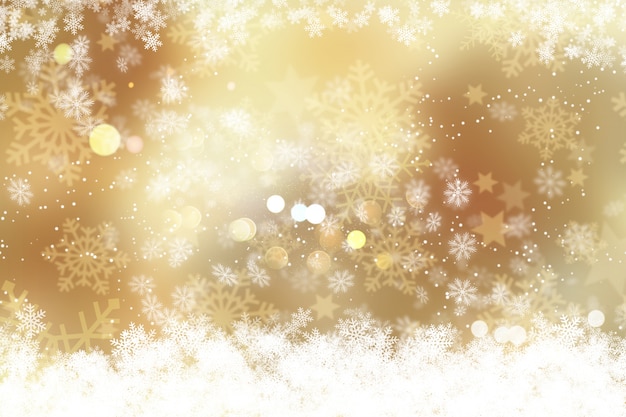 Weihnachten Hintergrund der Schneeflocken und Bokeh Lichter