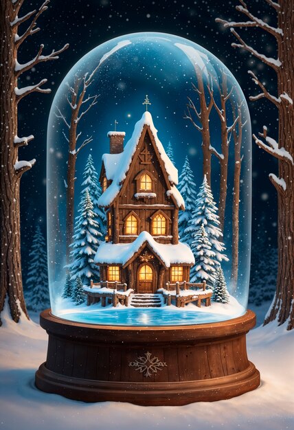 Weihnachts-Schneeball mit Gingerhaus-Illustration