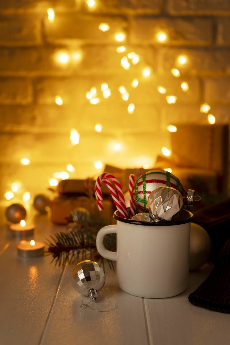 Kostenlose Foto weihnachtsdekoration und lichteranordnung