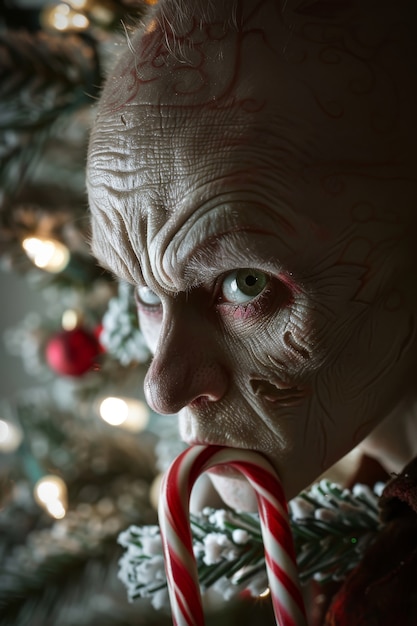 Kostenloses Foto weihnachtsfeste im dunklen stil mit horror-szenen