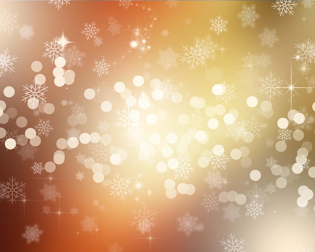 Weihnachtshintergrund mit Bokeh-Lichtern und Schneeflockendesign