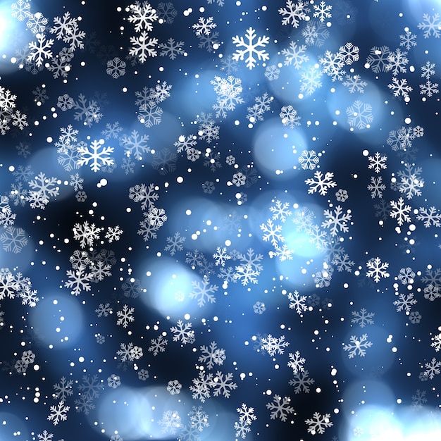 Weihnachtshintergrund mit fallenden Schneeflocken