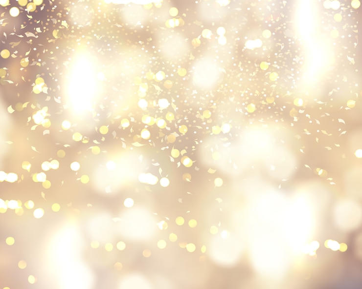 Kostenlose Foto weihnachtshintergrund mit konfetti und bokeh-lichtern