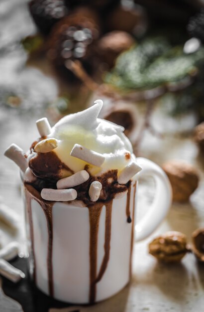 Weihnachtskomposition Tasse Kakao