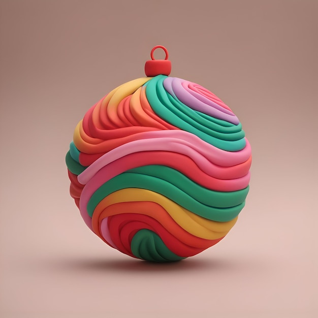 Kostenloses Foto weihnachtskugel aus buntem plastilin 3d-illustration