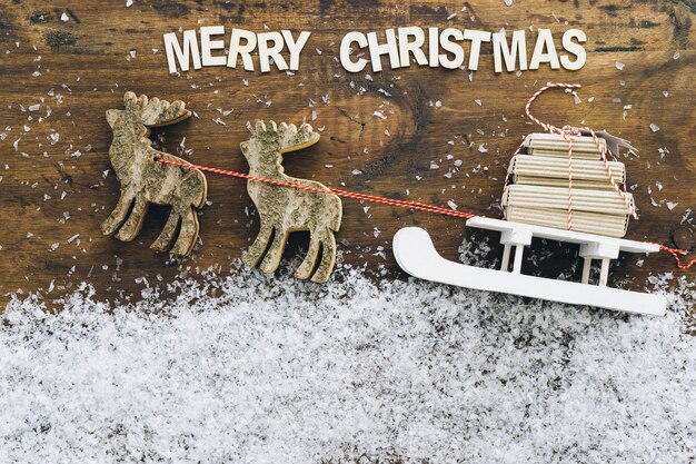 Weihnachtsschnee Dekoration mit Rentier