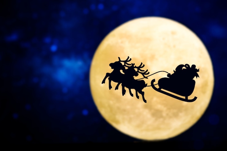 Kostenlose Foto weihnachtssilhouette bei vollmond