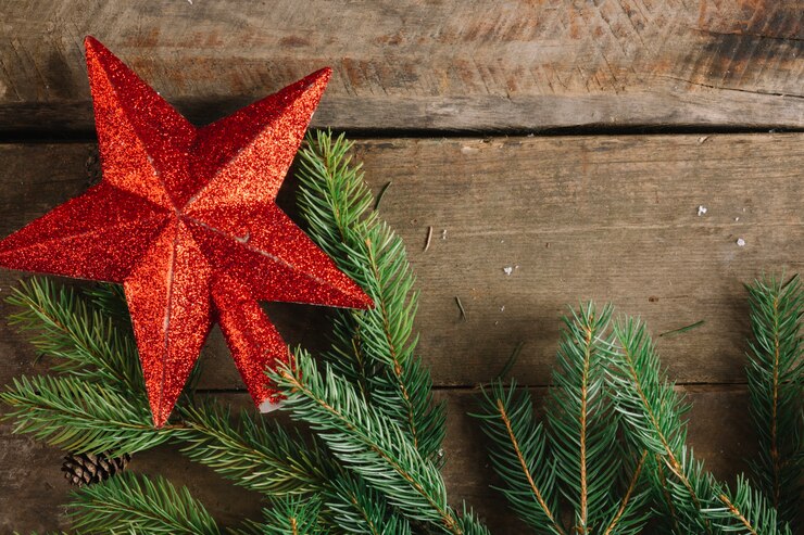 Kostenlose Foto weihnachtsstern und tanne