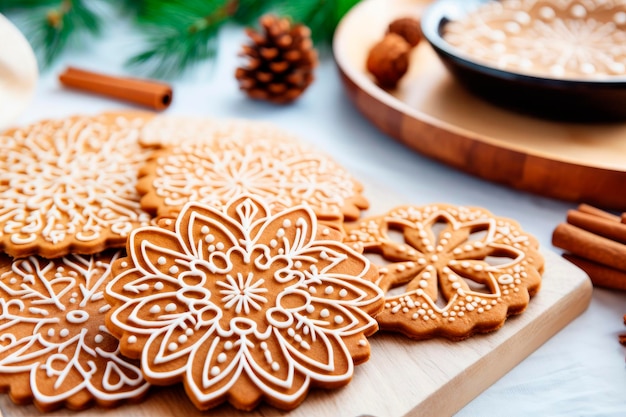 Kostenloses Foto weihnachtssterne-kekse lebkuchenplätzchen für feiertage herstellen lebkuchenteig weihnachtsbackhintergrund form zum schneiden von lebkuchen frohe weihnachten und frohe feiertage auf weißem holztisch