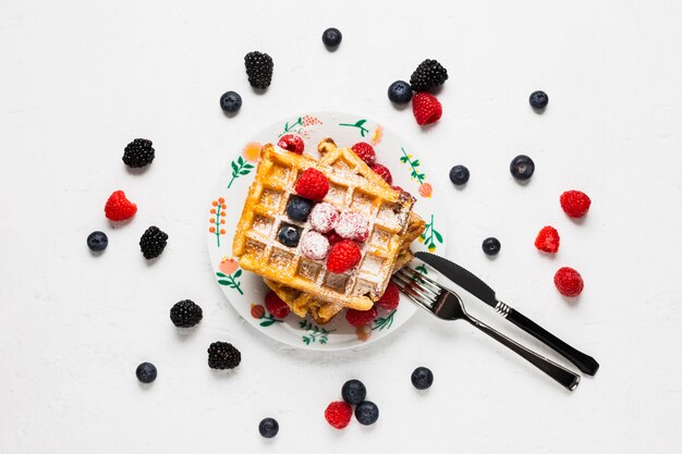 Weinlesefrühstück mit Waffeln