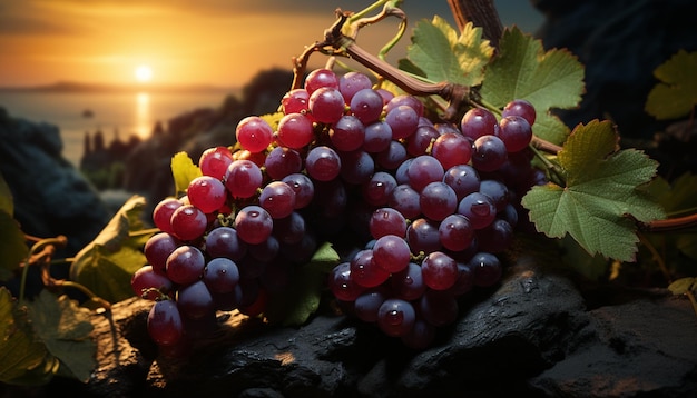 Weinrebe im Herbst reife Früchte auf der Rebe Natur süße Erfrischung erzeugt durch künstliche Intelligenz