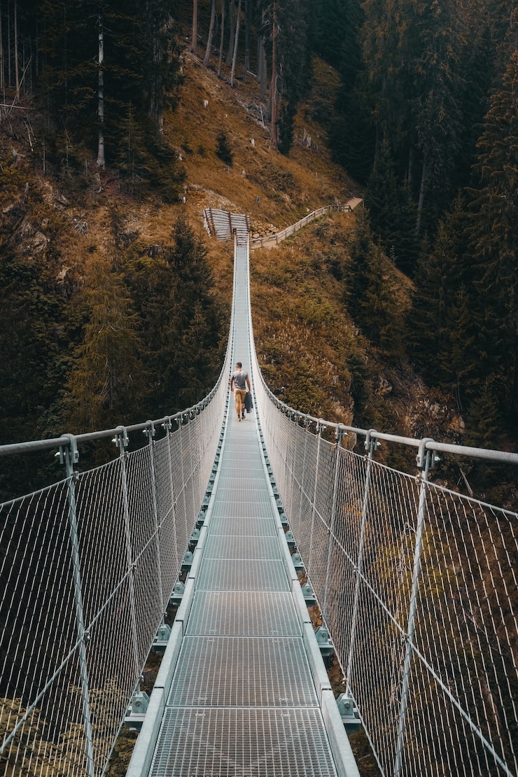 Kostenlose Foto weiße brücke im wald