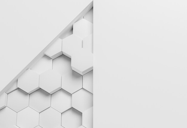 Weiße moderne geometrische Tapete mit Sechsecken
