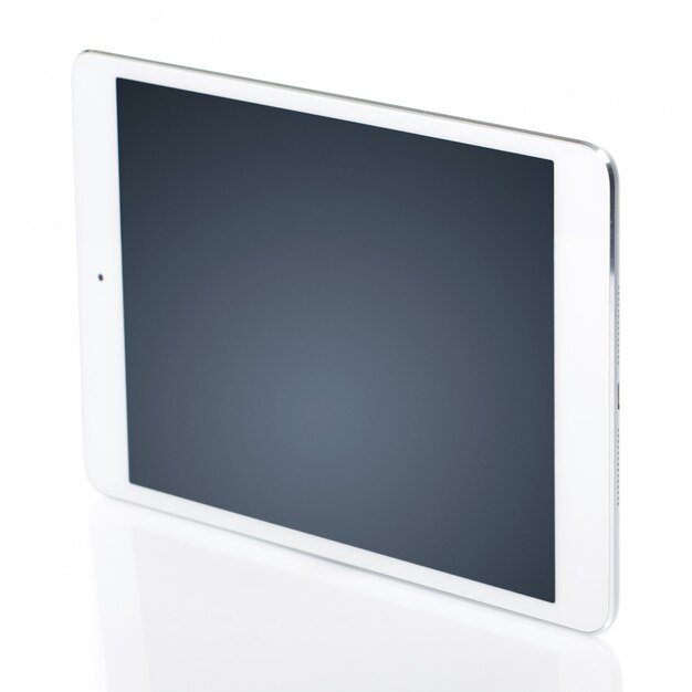 Weiße Tablette mit schwarzem Bildschirm