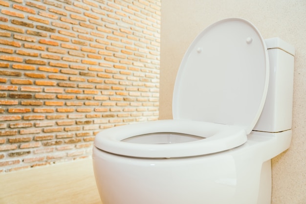 Weiße Toilettenschüssel und Sitz