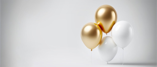 Kostenloses Foto weiße und goldene realistische luftballons mit copyspace