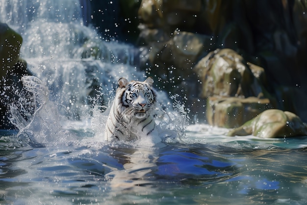 Kostenloses Foto weißer bengaltiger in der natur