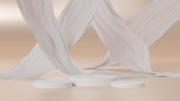 Weißer Zylinder mit abstraktem modernem Hintergrund 3D-Modellmodell