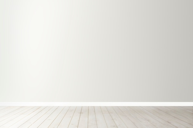 Weißes leeres Betonwandmodell mit einem Holzboden