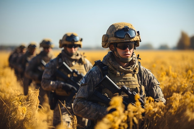 Kostenloses Foto weizenfeld militärischer armeehintergrund