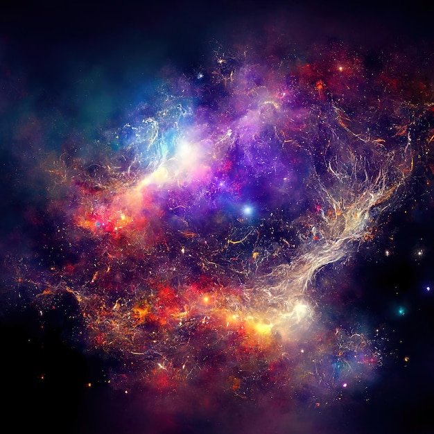 Kostenloses Foto weltraumhintergrund mit sternenstaub und leuchtenden sternen realistischer bunter kosmos mit nebel und milchstraße