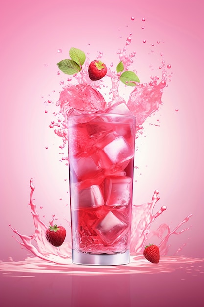 Kostenloses Foto werbung für saft mit glas und obst