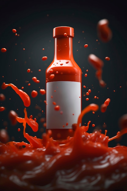 Kostenloses Foto werbung für sauce mit flasche