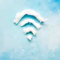 Kostenloses Foto wifi-symbol aus baumwolle auf blauem hintergrund