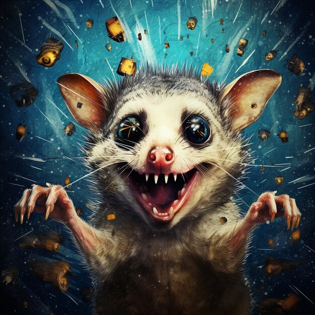 Wilde Opossum-Cartoon-Figur