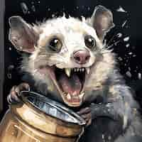 Kostenloses Foto wilde opossum-cartoon-figur