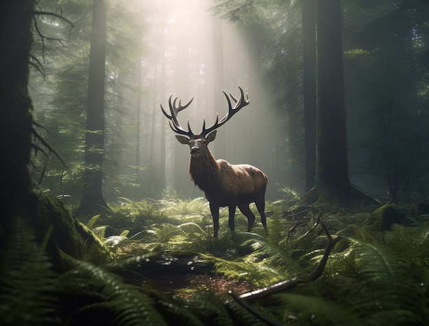 Kostenloses Foto wilder elch im freien mit naturlandschaft